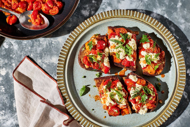Pan-Roasted Tomato Toast with Creamy Feta and Ricotta