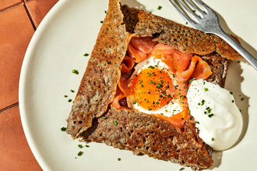 Buckwheat Crepes with Smoked Fish & Sunny-Side-Up Eggs