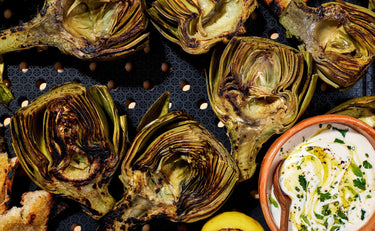 Grilled Artichoke with Herby Caesar Aioli