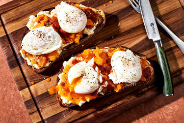 Roast Harissa Squash on Toast with Ricotta & Poached Eggs