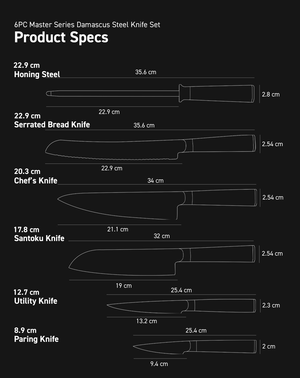 Product Spec dimensions