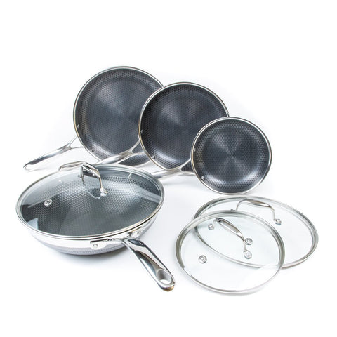 7pc HexClad Stainless Steel Cookware Set w/ Lids & Wok – HexClad
