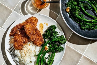 Honey Chili Crunch Chicken with Seared Broccolini