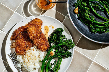 Honey Chili Crunch Chicken with Seared Broccolini