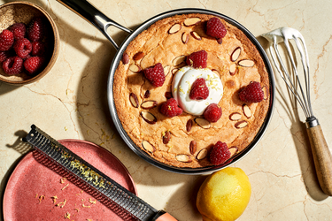 Lemon Almond Cake with Raspberries & Whipped Cream