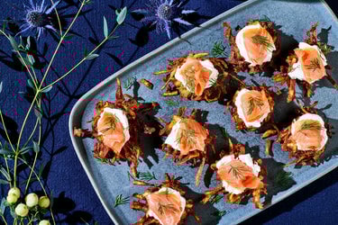 Hawaij Latke with Labneh & Gravlax