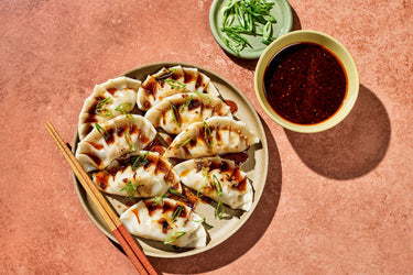 HexClassic Pork & Chive Dumplings with Black Vinegar Soy Sauce