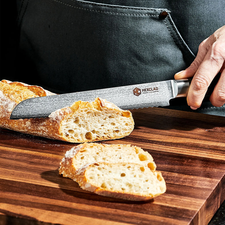 Coltello da pane in acciaio damasco, 20 cm