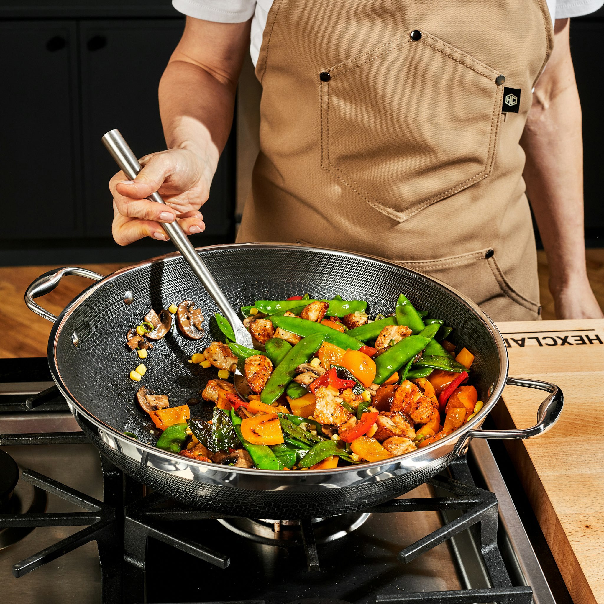 35 cm Hybride Wok incl. Deksel | HexClad | Roestvrij, Duurzaam