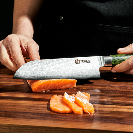 6pc Japanese Damascus Steel Knife Set w/ Magnetic Knife Block