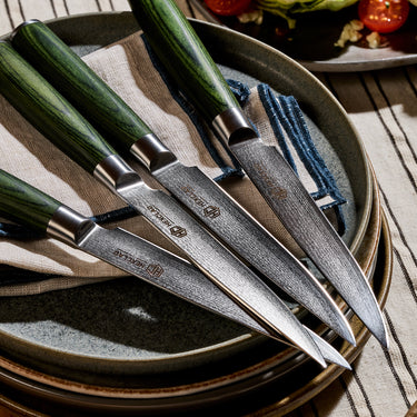 4 pc Japanese Damascus Steel Steak Knife Set
