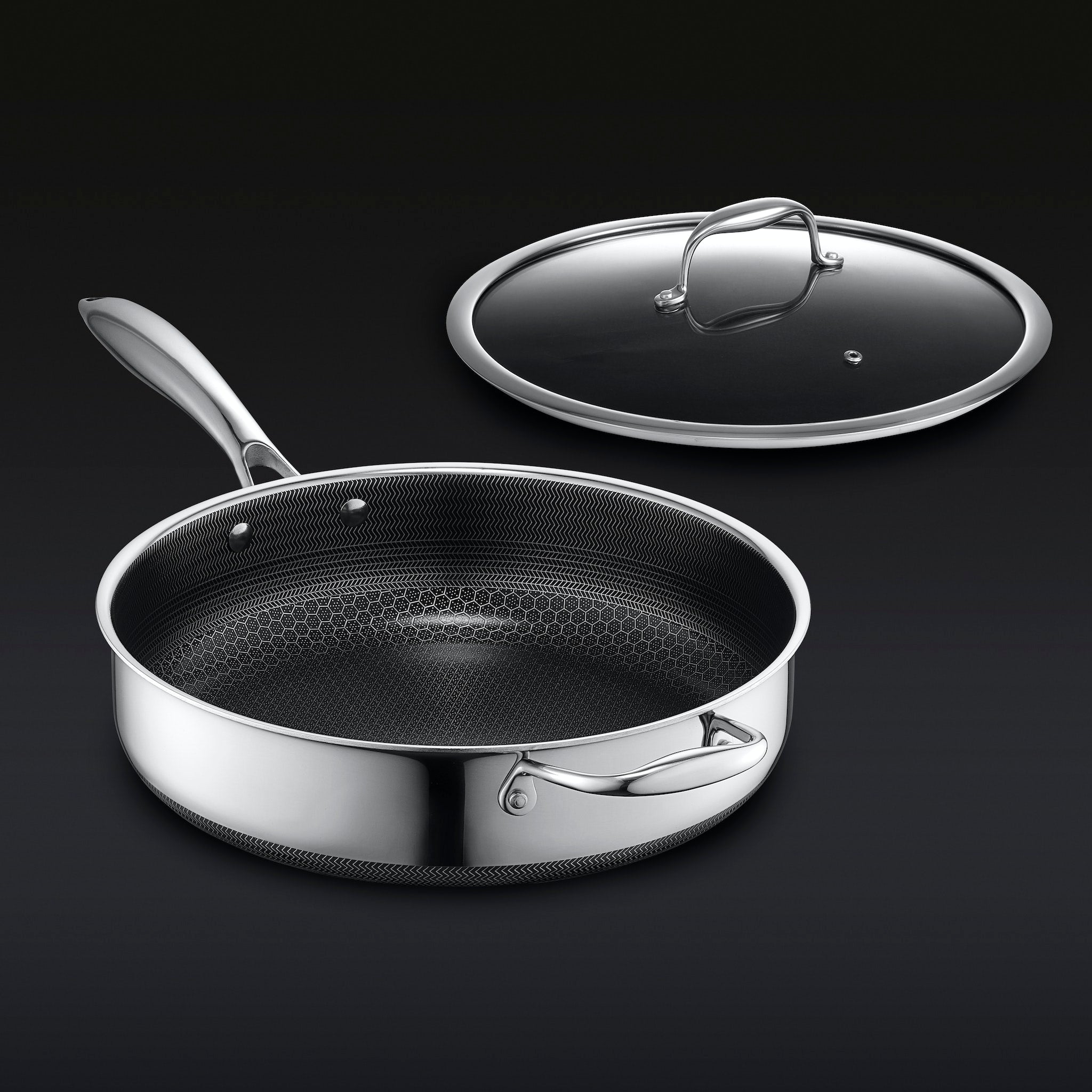 4.3 Litre Hybrid Deep Sauté Pan with Lid | HexClad Cookware