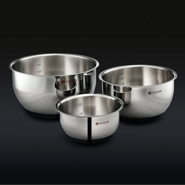 HexClad Edelstahl Rührschüssel Set inkl. Deckel mit Vakuumversiegelung