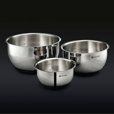 HexClad Edelstahl Rührschüssel Set inkl. Deckel mit Vakuumversiegelung
