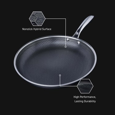 Set pan van 30 cm en hybride pan van 6,6 liter met deksels