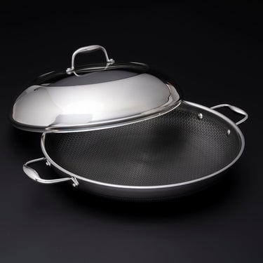 HexClad hybride pan van 35 cm met deksel