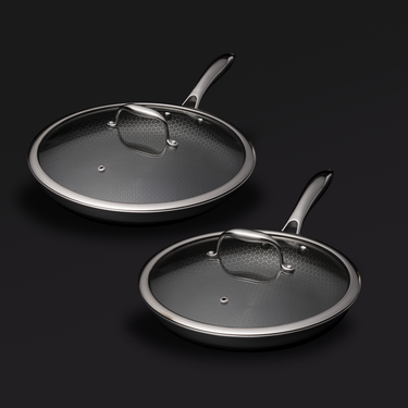 Set hybride pan van 30 cm en 25 cm met deksels