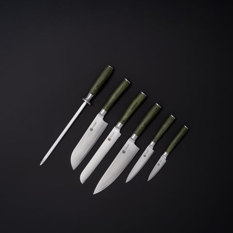  Kitchen Knife Set, Retrosohoo 6-Pieces Khaki Sharp