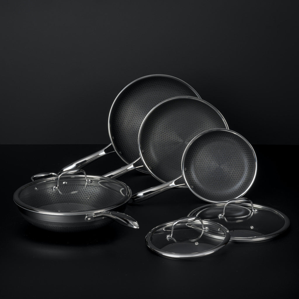 Unboxing HexClad 7-Piece Hybrid Stainless Steel Cookware Set with Lids and  Wok 