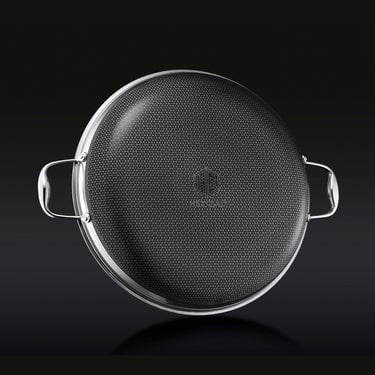 HexClad hybride pan van 35 cm met deksel